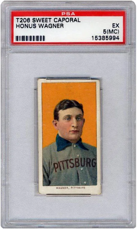 T206 Honus Wagner card in a grading slab